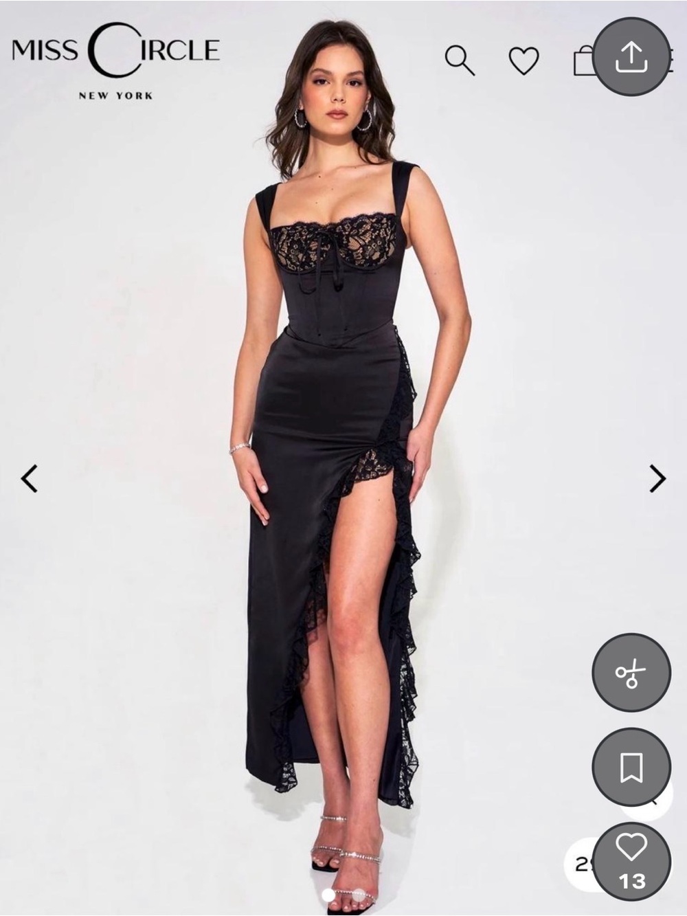 Black Lace Bustier Evening Dress